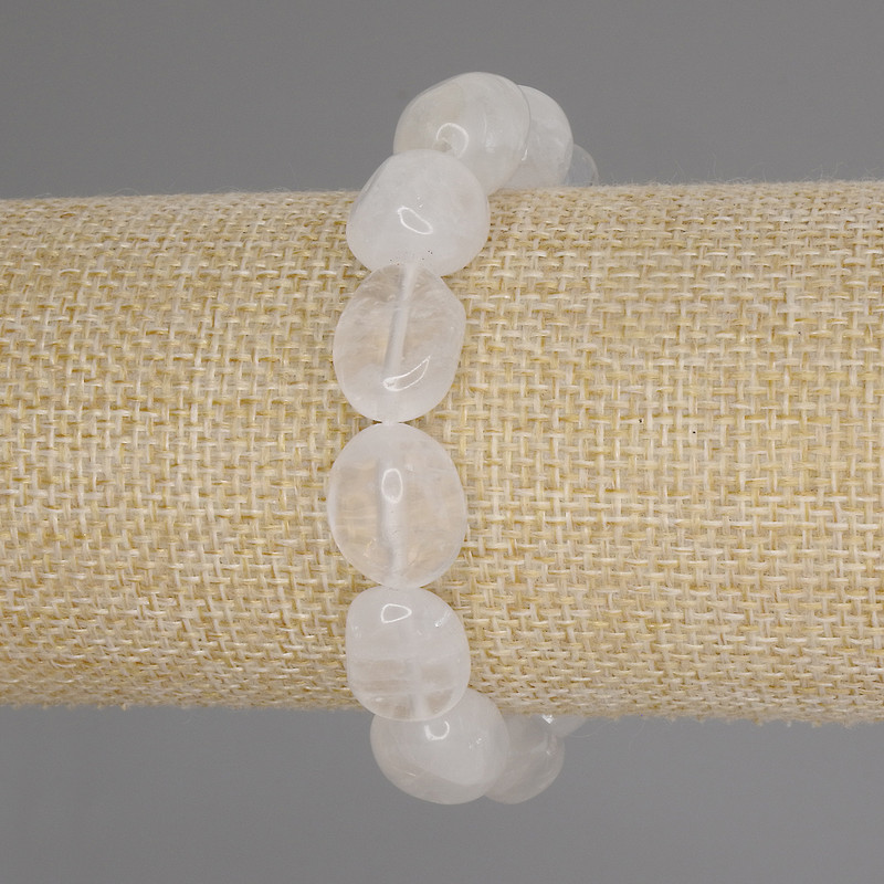 Браслет Гірський кришталь галтівка, діаметр 13-15х12-13мм+-, довжина 18см +- стрейч
