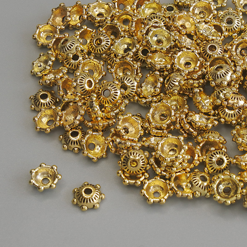 Bead caps for beads, gold color, size 5.5×1 mm with a 1.3 mm hole, packaging 20 g (~143 pcs)