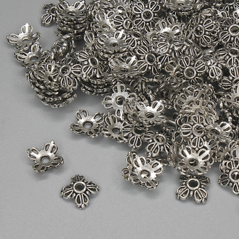 Bead Caps for Beads, Silver, 8 mm