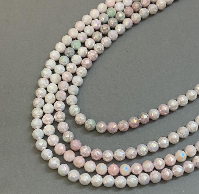 Czech Crystal Multicolor Beads on Thread - Faceted Ball, 8 mm Diameter, Length 38 cm