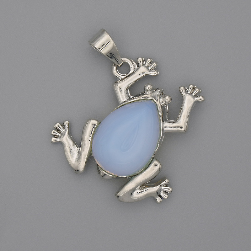 Moonstone Frog Pendant 29x28mm, length 37mm+