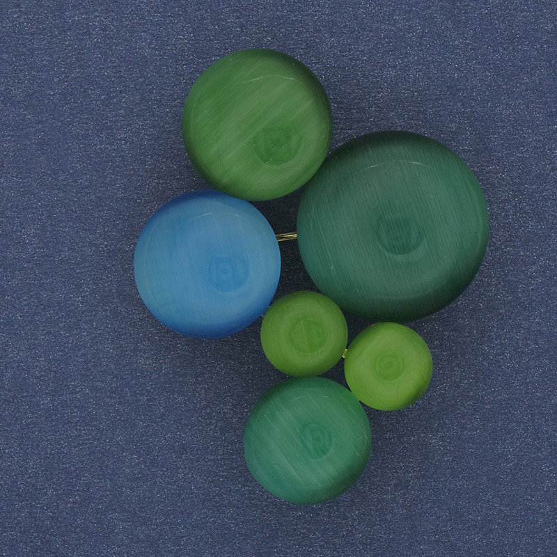 Брошка кулон Акцент різнобарвне Котяче Око золотистий метал 33х43мм+