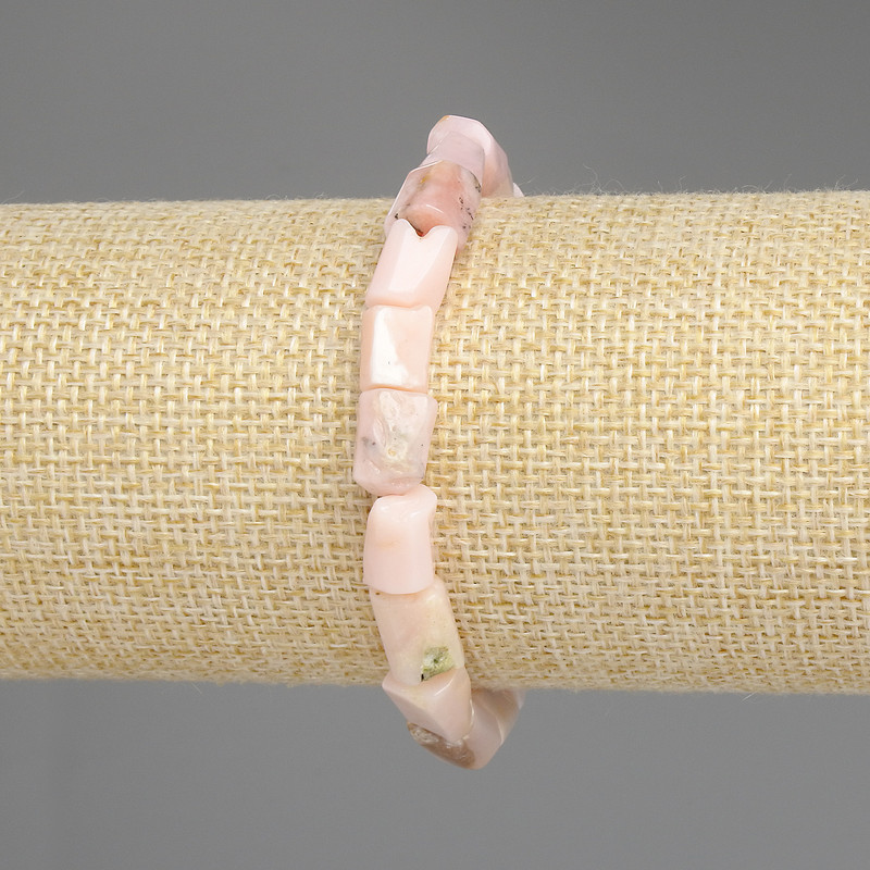 Pink Opal Faceted Bracelet, diameter 10-12×7-8 mm, length 18 cm +/- stretch