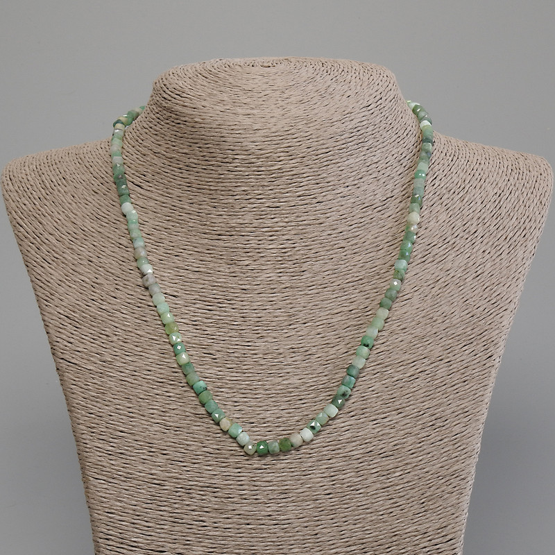 Emerald Necklace with Faceted Cube Beads