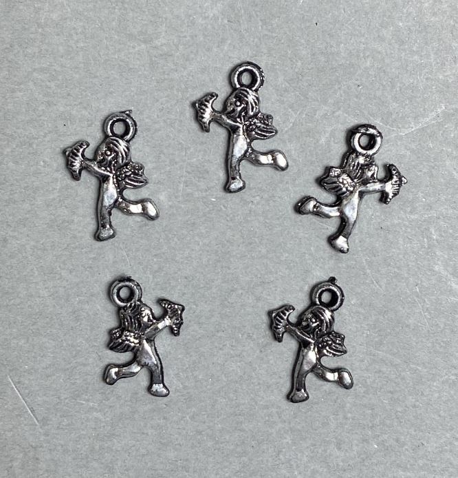 AUCTION! 0.5 kg packaging Pendant 'Cupid' plastic, dark silver color, size 17 x 14 x 2 mm +/- hole, hole diameter 2 mm