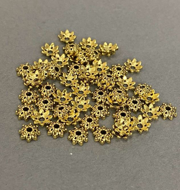 Bead caps for beads, gold color, 5.5 x 1 mm ±, hole diameter 1.3 mm ±, packaging 20 g (~155 pcs)