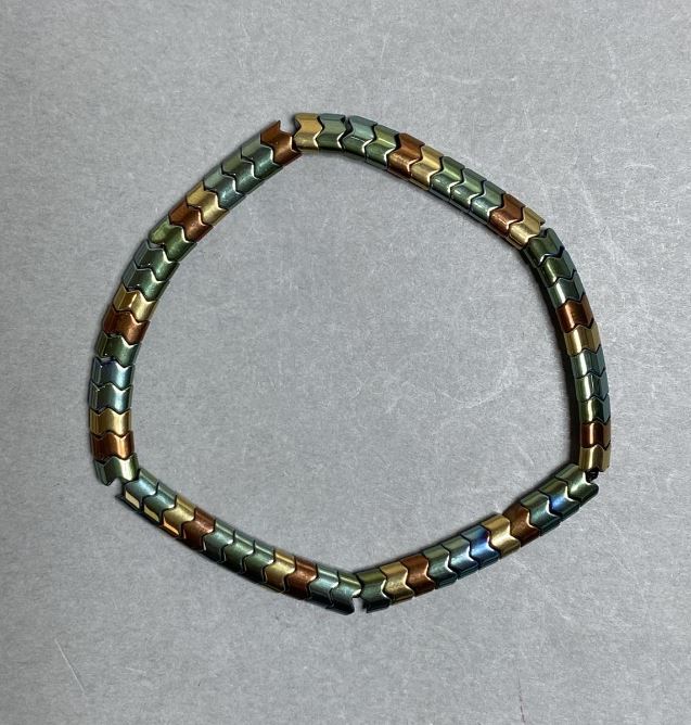 Hematite Wave Bracelet, bead diameter 5–5.4 mm, length 18 cm, stretch