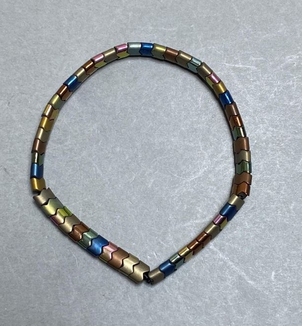 Hematite Wave Bracelet, bead diameter 5.5×4 mm, length 18 cm stretch