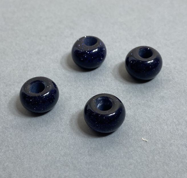 Pandora Aventurine Bead 'Blue Sand' Cairo Night 14x9mm + -, hole diameter 5.5mm +