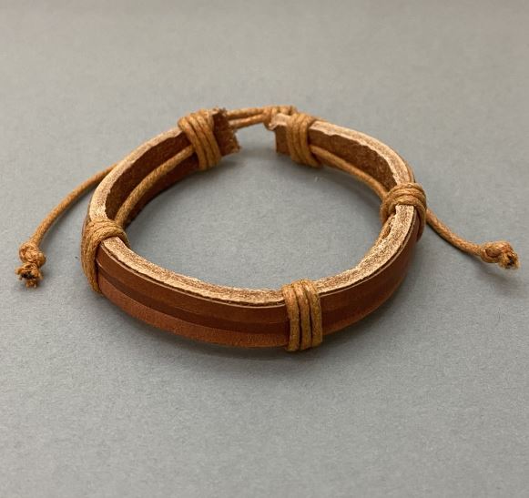 Brown Eco-Leather Bracelet with Adjustable Fit