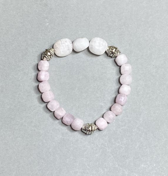 Pink Quartz and Adularia Bracelet