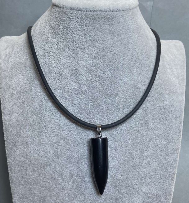 Уцінка! Кулон Агат куля 42х12мм(+-)на каучуковому шнурку, довжина 60см +5см подовжуючий ланцюжок