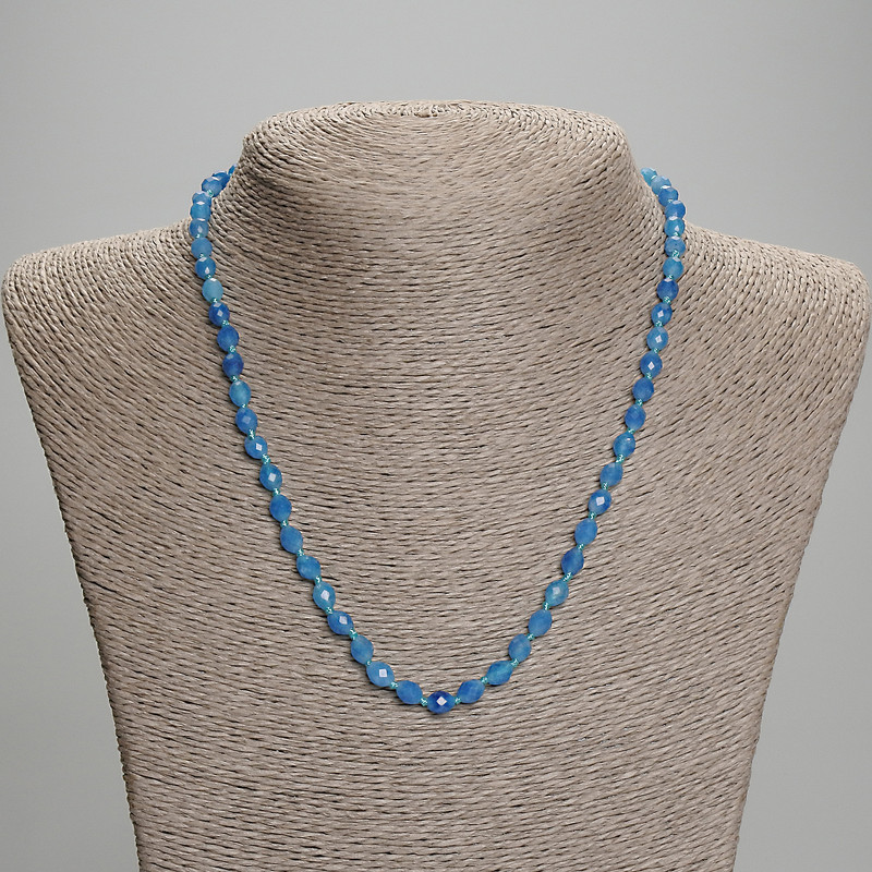 Apatite necklace with faceted beads, 6x5 mm, length approx. 45 cm with clasp