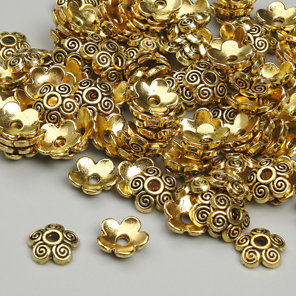 Bead Cap for Beads, Gold-Tone, 6.5 mm