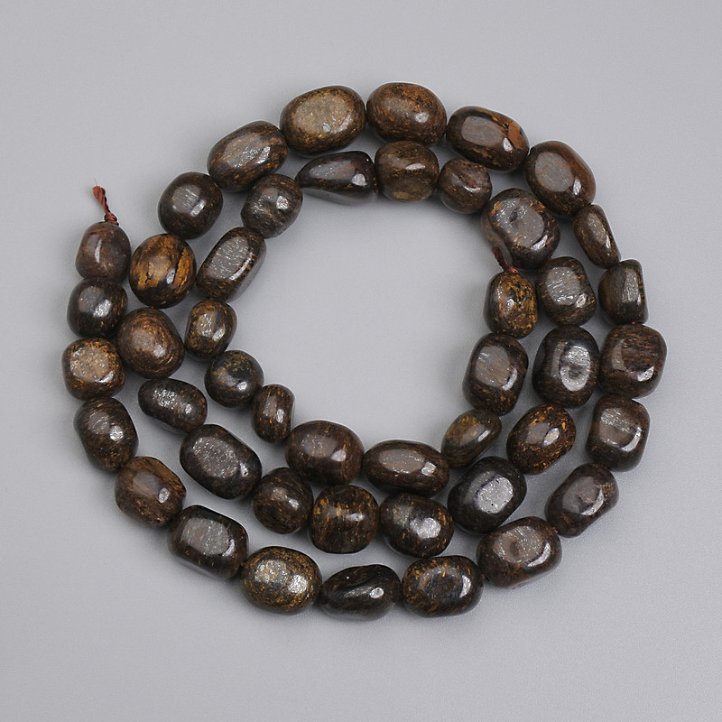 Bronzite Faceted Beads 6-11×5, 5–7, 5 mm +/-, length 40 cm +/- on thread