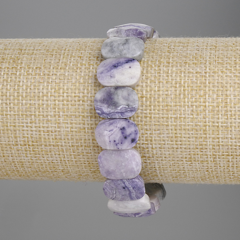 Charoite bracelet with faceted links 15×10 mm, length 18 cm, stretch