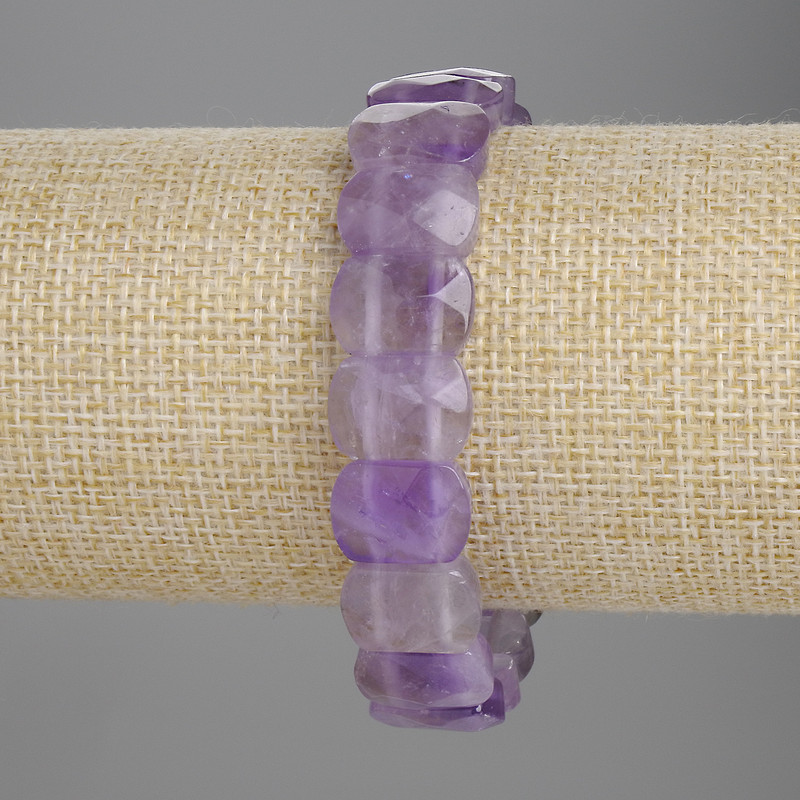 Faceted Amethyst Bracelet, 14x10 mm links, 18 cm length, stretch