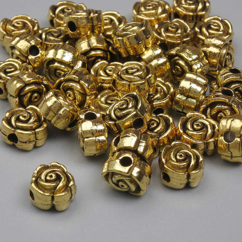 Gold-tone bead insert - 6x4 mm with 1.5 mm hole - packaging 20 g (~37 pcs)