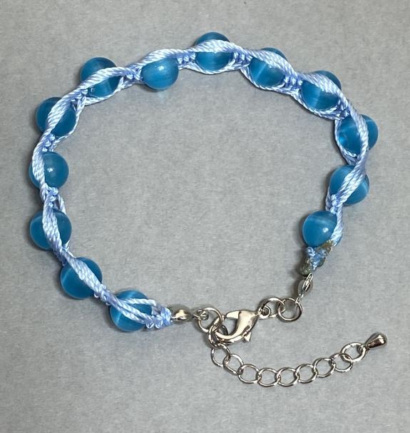 Браслет Котяче Око гладка кулька, діаметр 8мм+-, довжина 18см + 5см подовжуючий ланцюжок