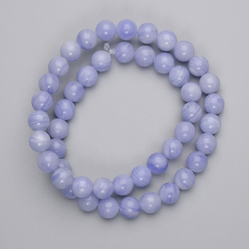 Agate Beads, pressed smooth round beads, 8mm diameter, on thread, length about 38 cm