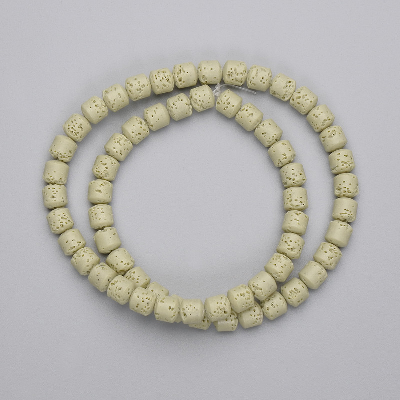 Lava Stone Beads Cylindrical, 6x6 mm, on thread, length approx. 38 cm