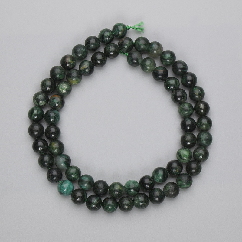 Emerald beads, smooth round beads, 6.5 mm diameter, 38 cm on thread
