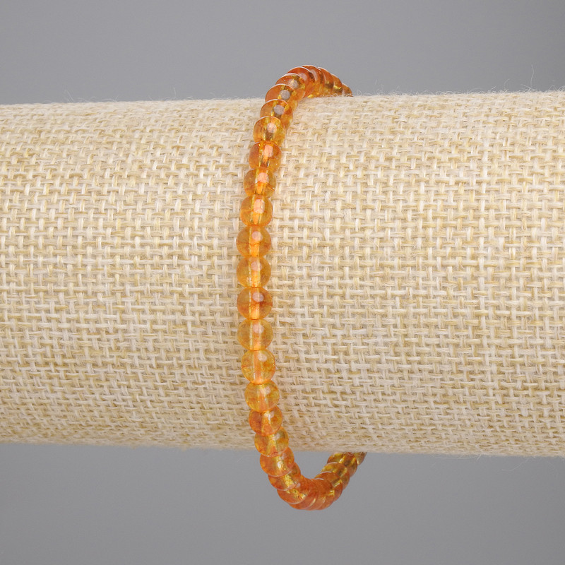 Citrine Bracelet - pressed smooth beads, 4mm diameter, 18 cm length, stretch