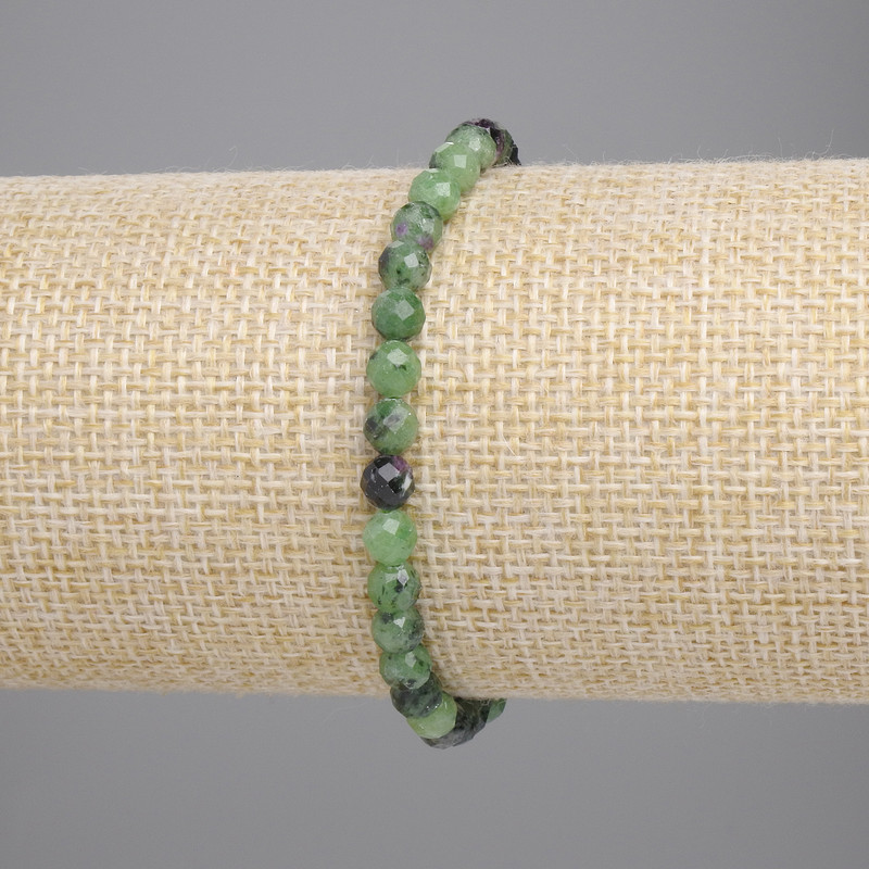 Zoisite bracelet with faceted beads 5mm, 18 cm length, stretch