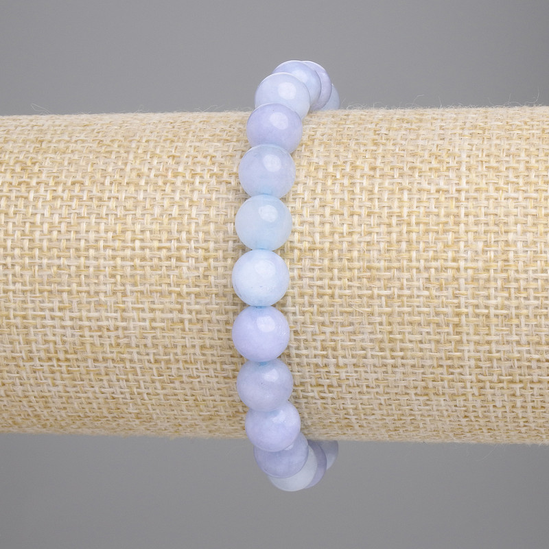 Aquamarine bracelet with smooth round beads, 8 mm diameter, approx. 18 cm length, stretch