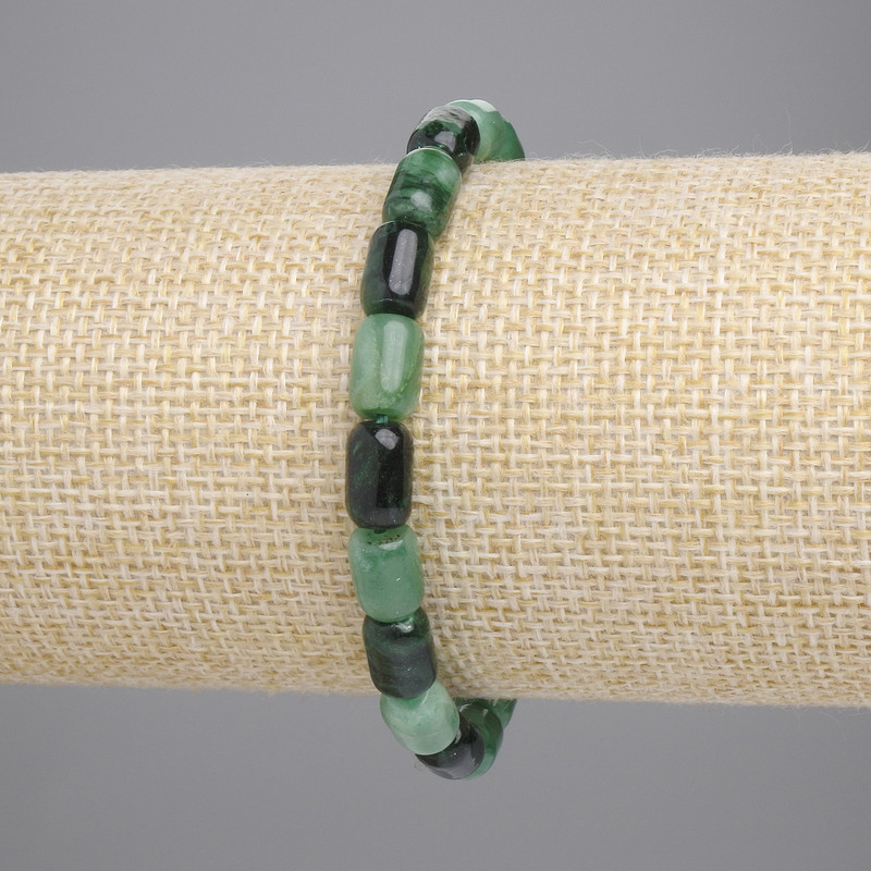 Emerald Barrel Bracelet, 9×6 mm, 18 cm length, stretch