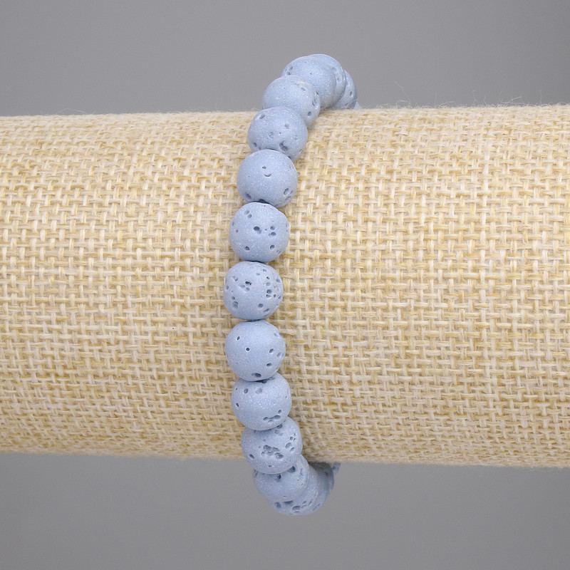 Браслет блакитна вулканічна Лава кулька, діаметр 8мм+-, довжина 18см+- стрейч