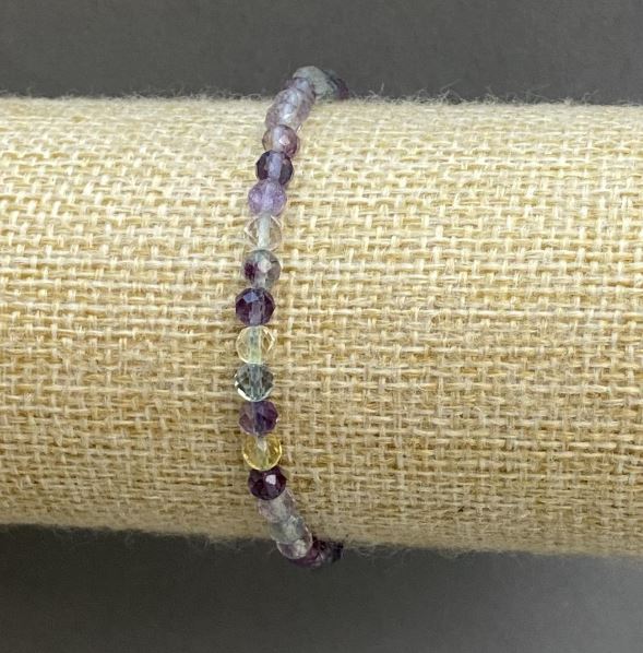 Браслет Флюорит гранована кулька, діаметр 4мм+-, довжина 18см+- (стрейч)