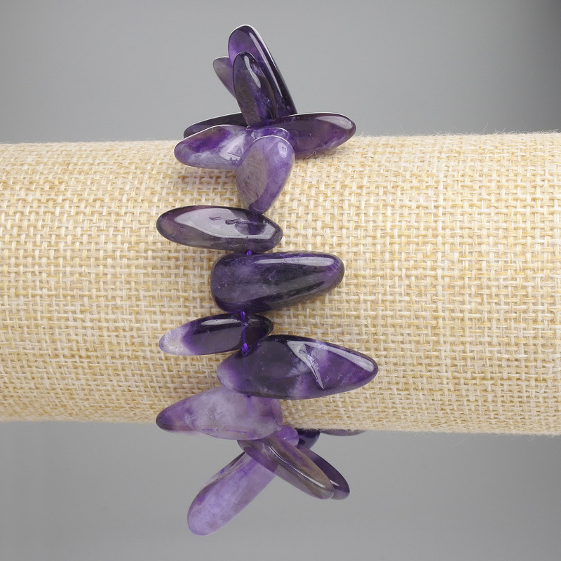 Amethyst faceted bead bracelet, diameter 15–20 × 5–10 mm, length 18 cm ±