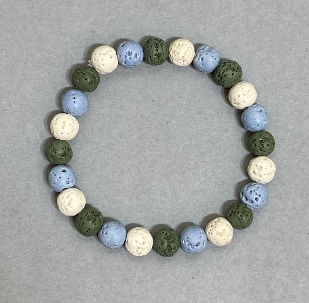 Bracelet with Volcanic Lava Beads 8mm, 18 cm Length, Stretch