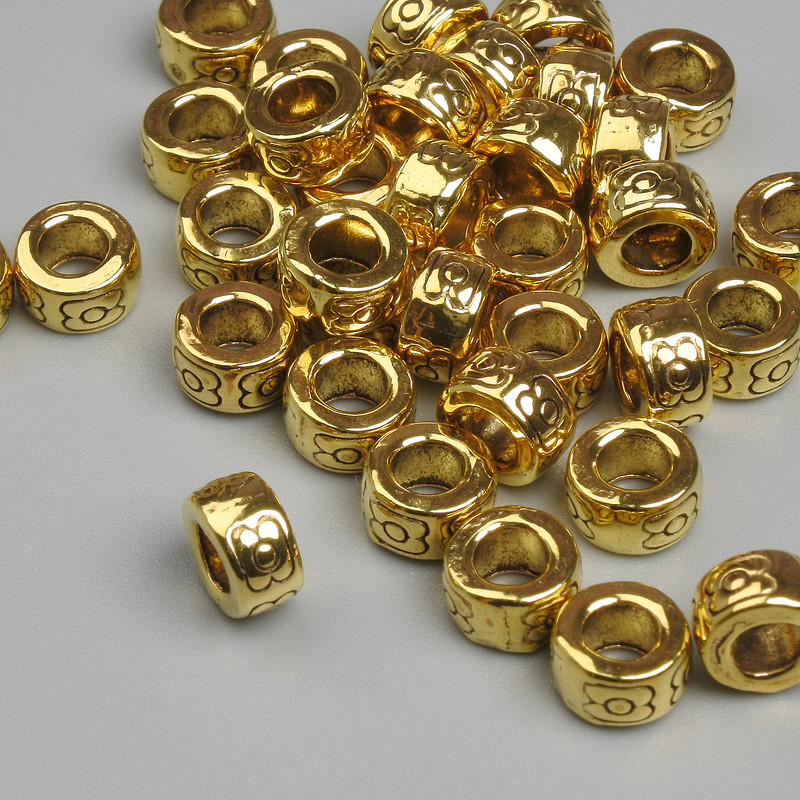 Gold-tone bead insert findings, 7x4 mm, hole diameter about 3.6 mm +/- packaging 20 g ~ 33 pcs +