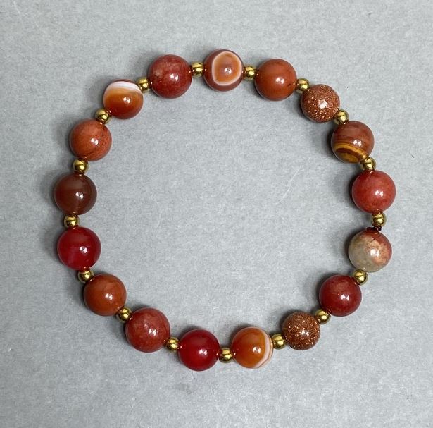 Bracelet with Agate, Aventurine 'Golden Sand' and Hematite