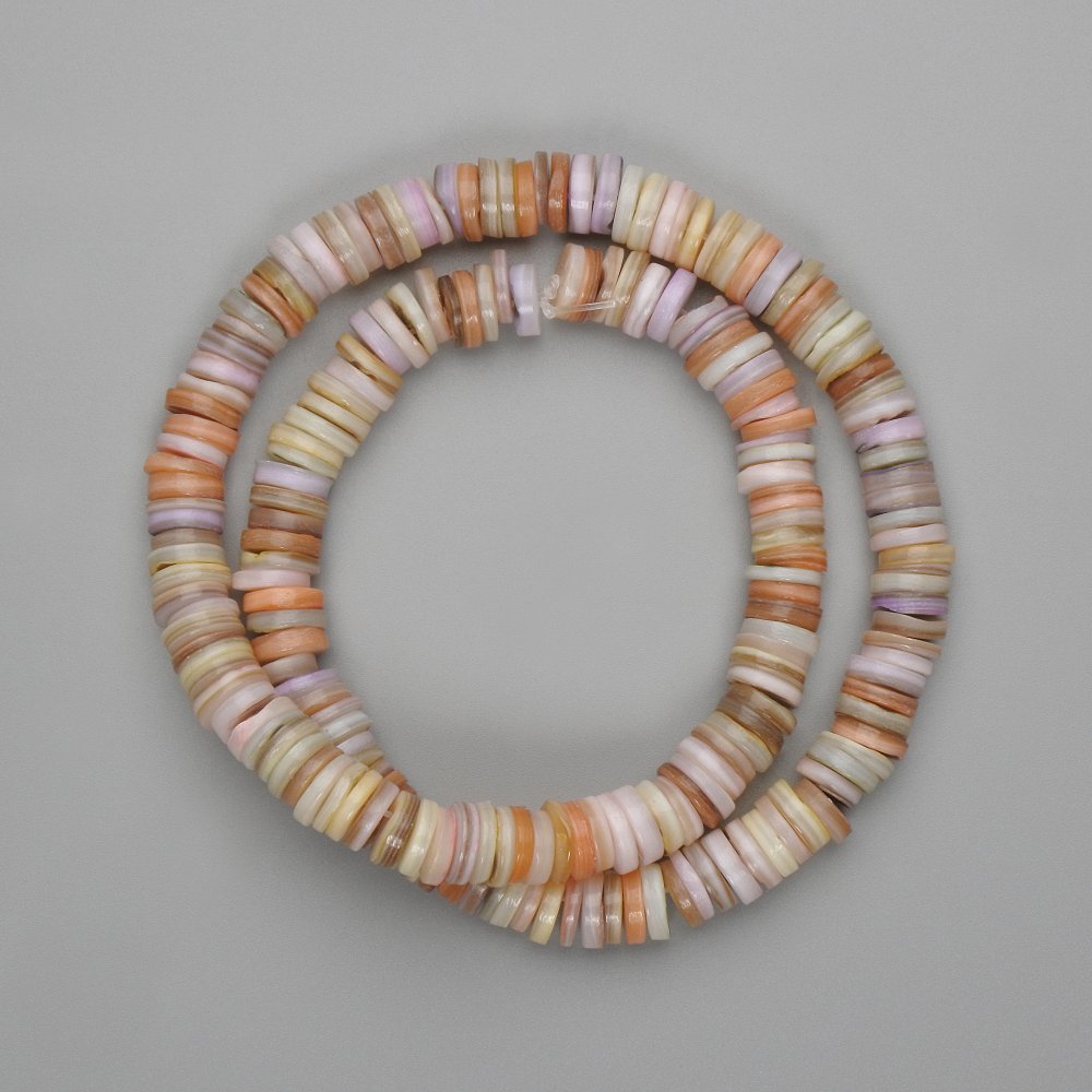 Skafarka shell beads, rondelle, 8×1.5 mm, length 39 cm +/- on fishing line