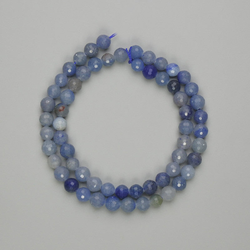 Blue Aventurine Faceted Round Beads 6mm, 37 cm on Thread