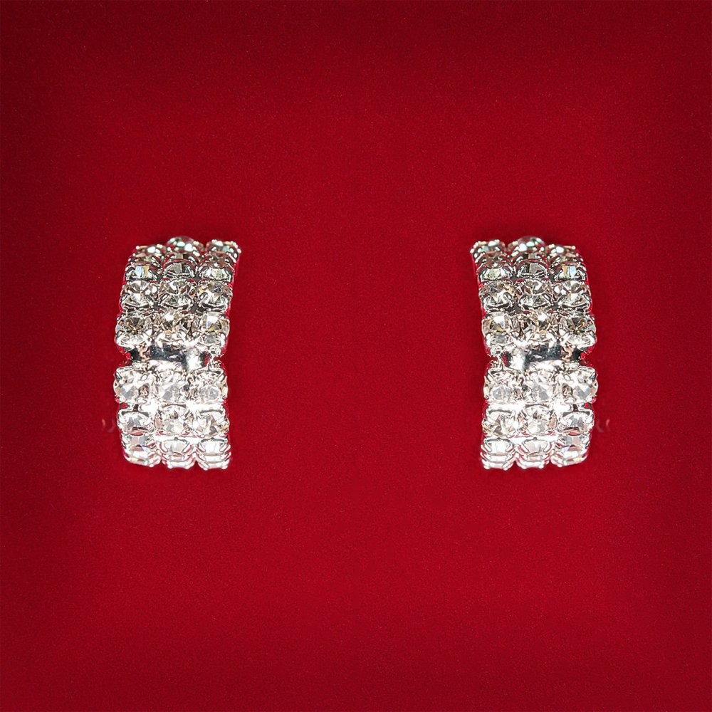 ( 20 мм ) Сережки жіночі білі стрази світлий метал весільні вечірні пусети кульчики ( пусети ) з поділом посередині злег