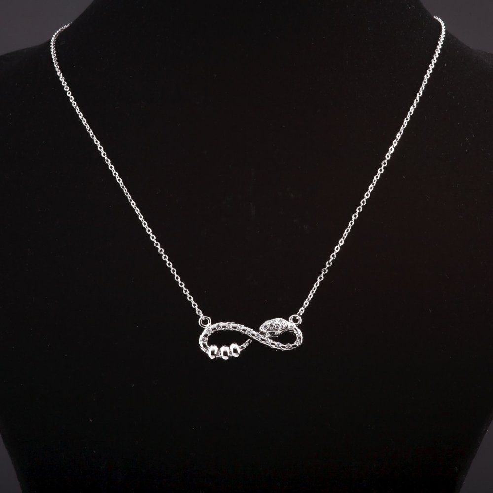 Pendant on Anchor Chain 52 cm, Infinity Snake 3 cm, Metal Color 'Light Silver'