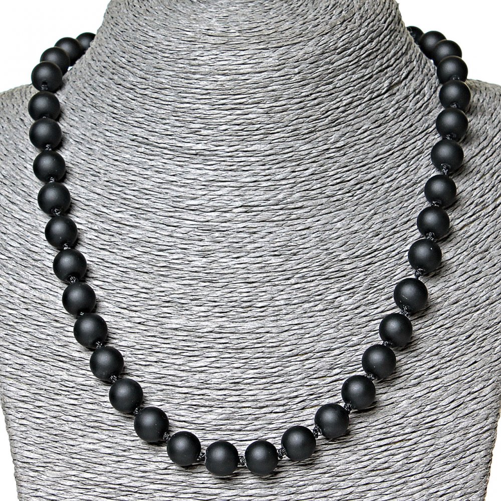 Synthetic shungite necklace, 10 mm diameter, 50 cm long