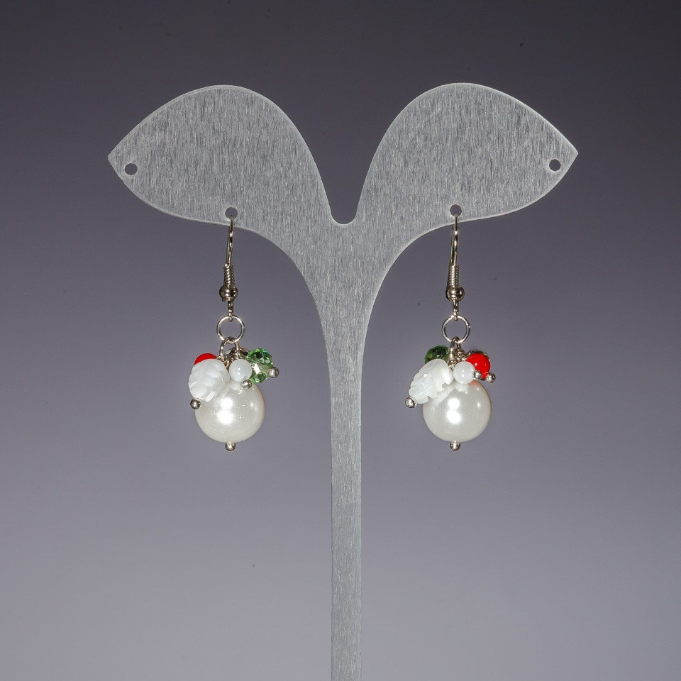 Drop earrings "Pearl ( for them )", length 4.5 cm
