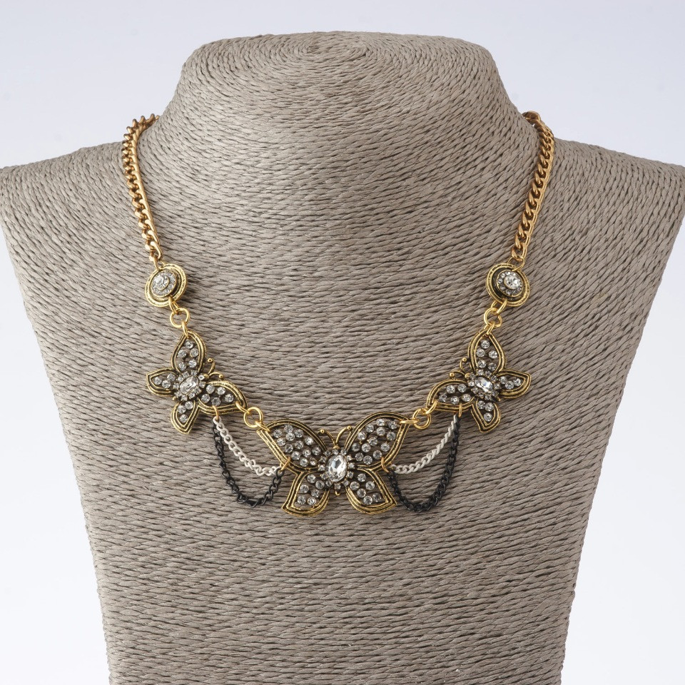 Butterflies Chain Necklace, length 45-50 cm, Gold Color