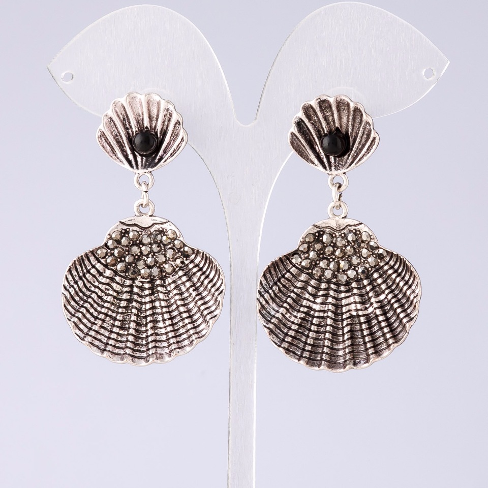 Silver Evening Shell Earrings, 5.5 cm long