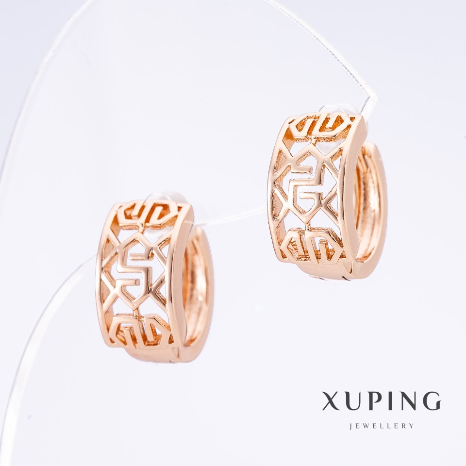 Earrings Xuping with 18K Gold Plating, length 1.5 cm, thickness 8 mm