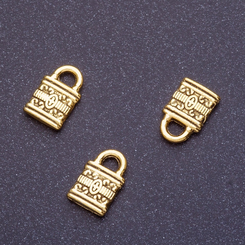 Locket pendant hardware, length 12mm, d1-1, 5 mm, antique gold finish, 18 pcs