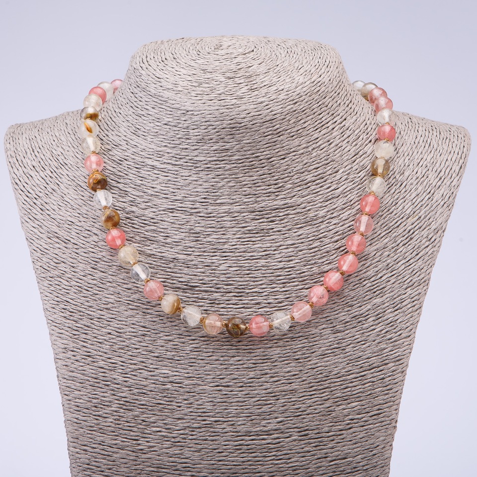 Natural Chalcedony Necklace, 8mm Beads