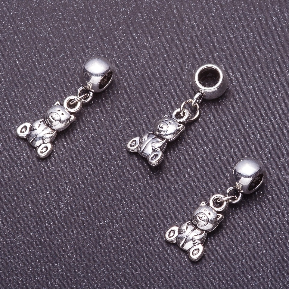 Bail with Pandora Bear pendant, 3 cm long, 5 pcs