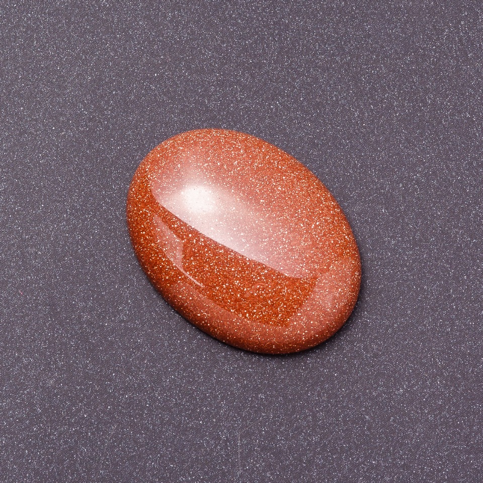 Aventurine cabochon setting (synthetic) 'Golden Sand' 40x30mm