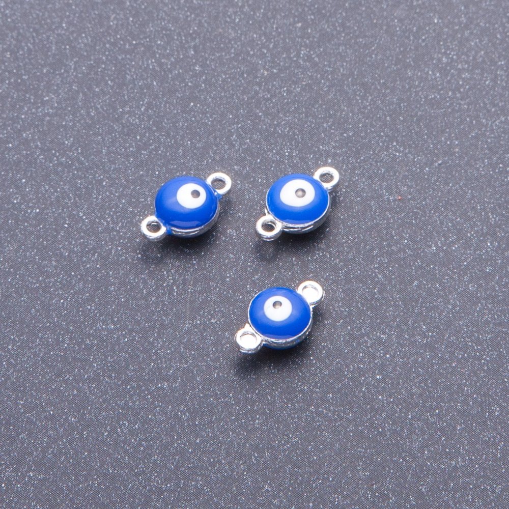 Фурнітура Коннектор Око синій сірий метал, діаметр 7мм, довжина 12мм фас. 12шт